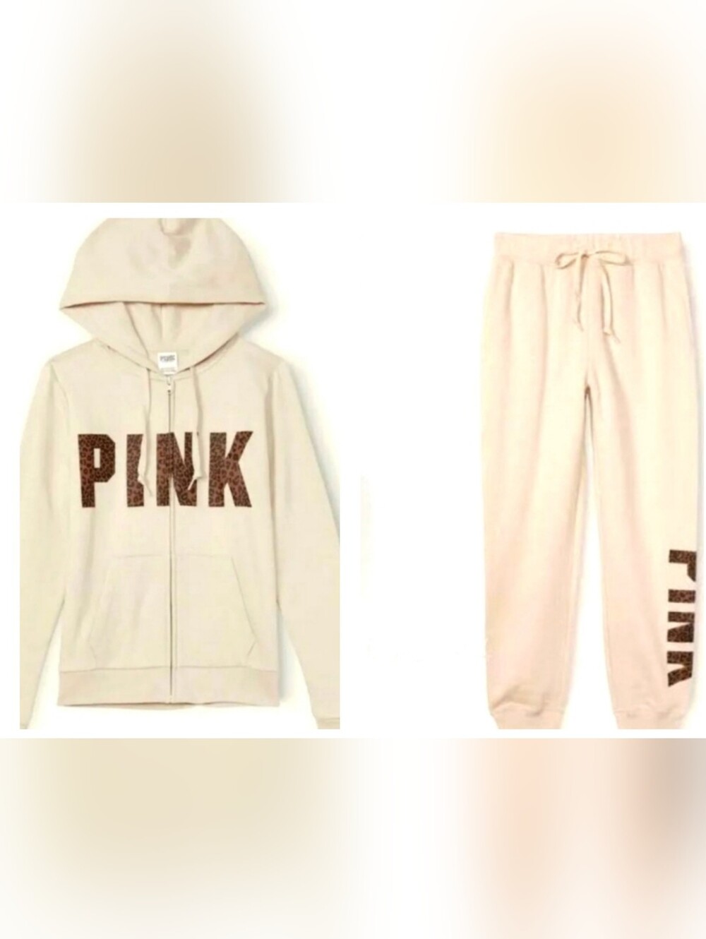 "Pink" Vanilla Bean and leopard joggers and hoodie set